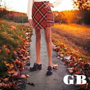 LAST ONE!!! GB High Rise Plaid Print Wrap Skirt